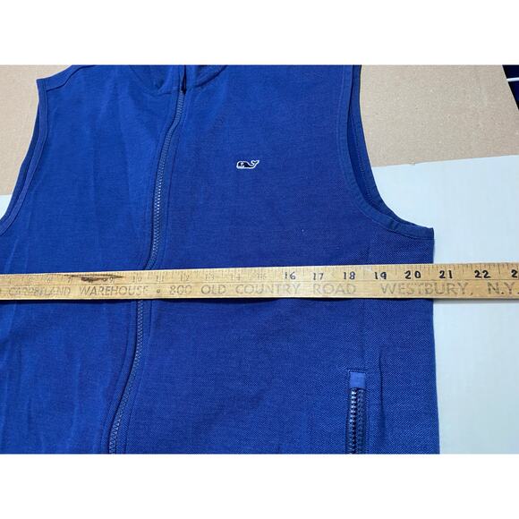 Vineyard Vines Vest Size M Blue Sleeveless Whale Logo Zip Front Performance - Picture 4 of 9